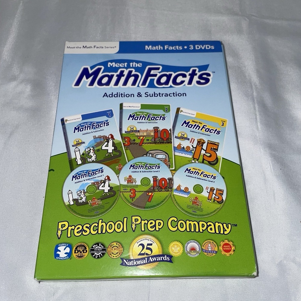 Preschool Prep Meet the Math Facts Addition Subtraction 3 DVD Set Levels 1 2 3